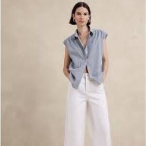 Banana Republic Women’s Blue/White Stripe Oversized Poplin Shirt Large
